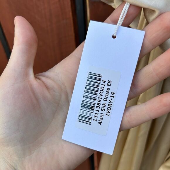 NWT Reformation Ivory Alani Silk Side Slit Backless Halter Maxi Dress size 14 - Picture 10 of 12